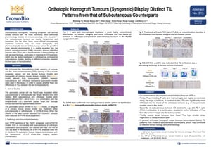 ENA Poster 313: Infiltrating immune cell patterns differ in orthotopic homograft tumor models.