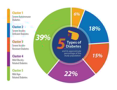 5 types of diabetes, autoimmune, insulin-deficient, insulin-resistant, obesity-related, age-related diabetes