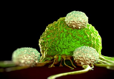 T cell attacking cancer cell, CAR-T cell therapy, immuno-oncology